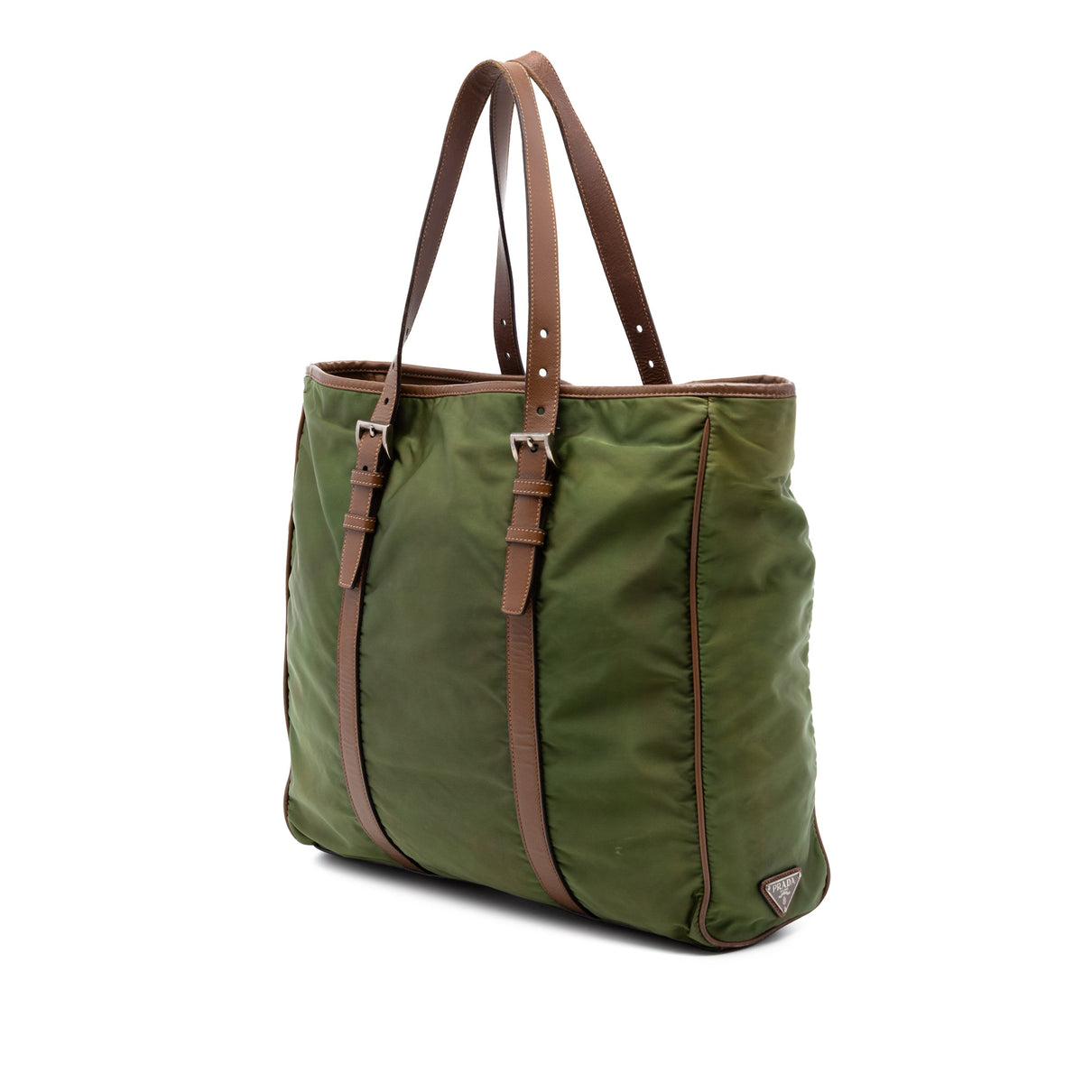 Prada Leather Trimmed Tessuto Tote