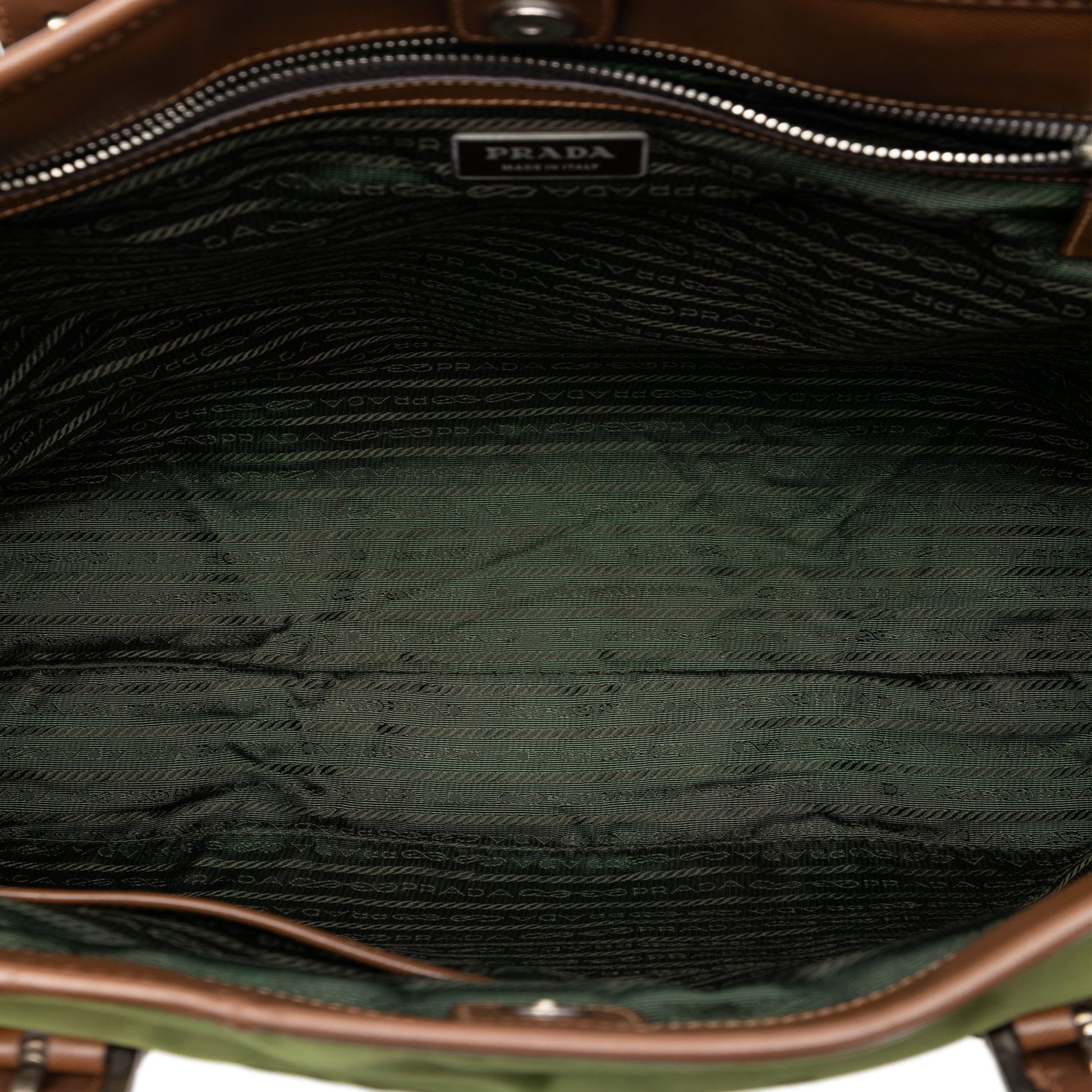 Prada Leather Trimmed Tessuto Tote