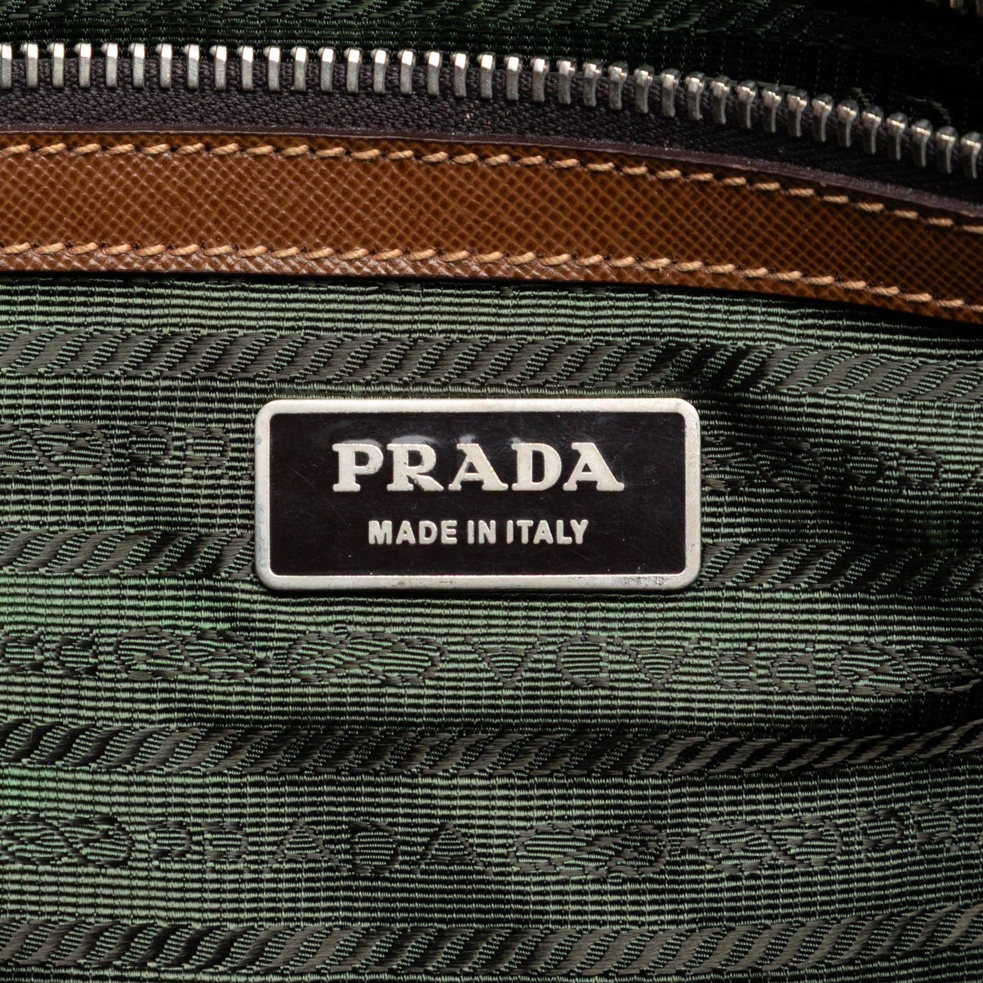 Prada Leather Trimmed Tessuto Tote
