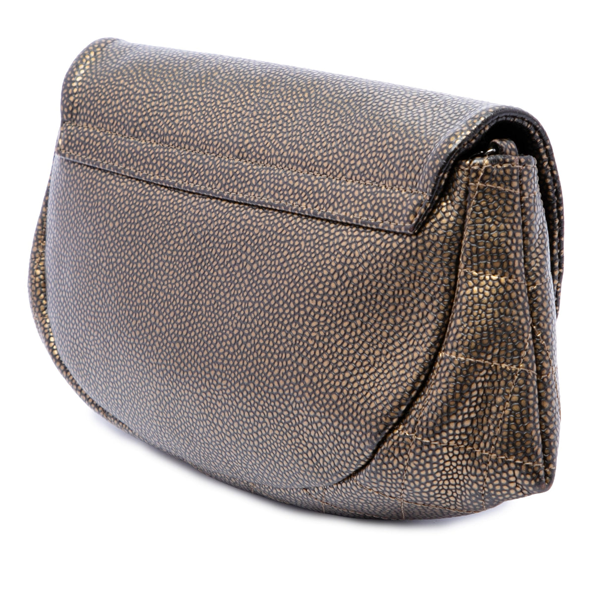 Chanel CC Metallic Caviar Half Moon Wallet on Chain