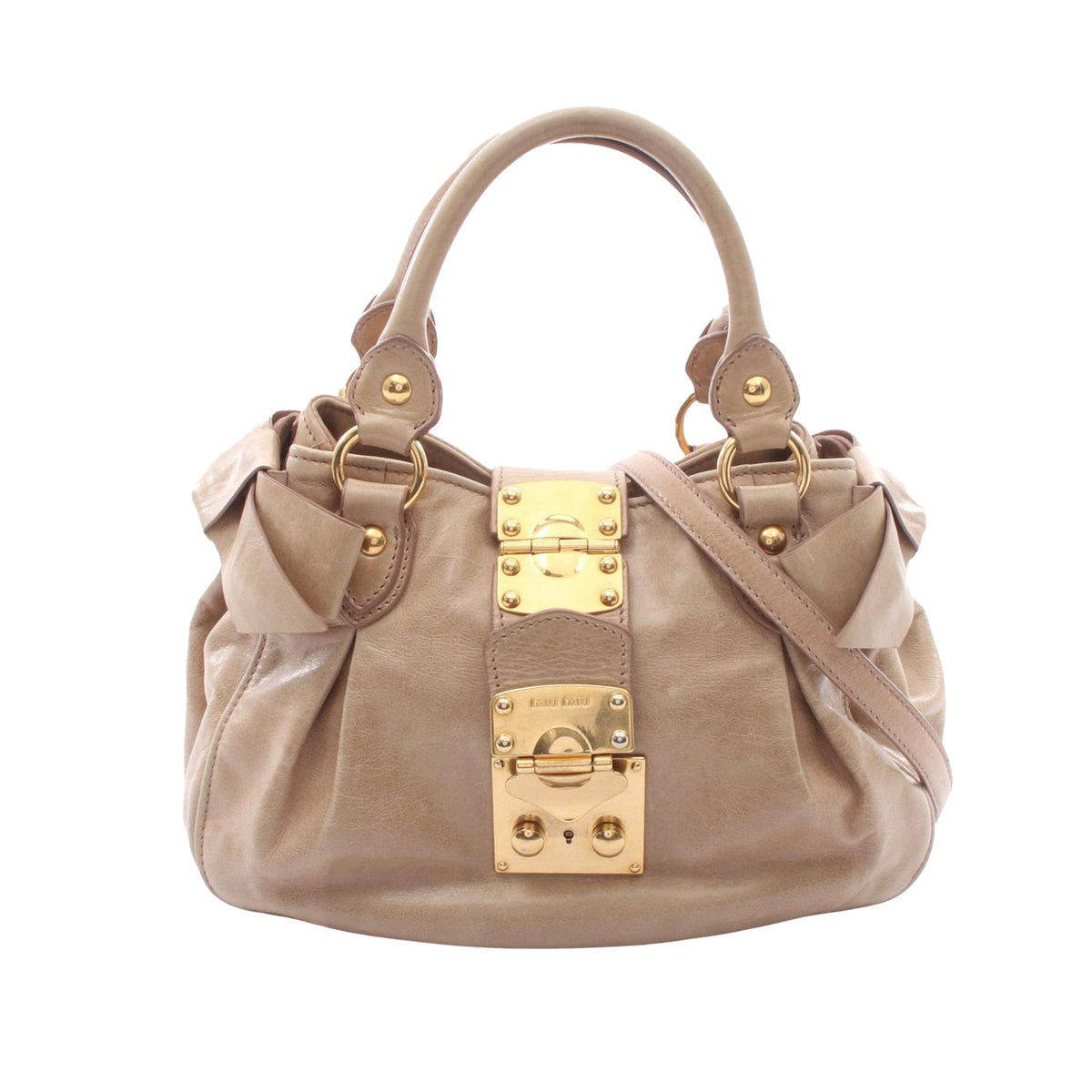 Miu Miu Leather Satchel — Beige