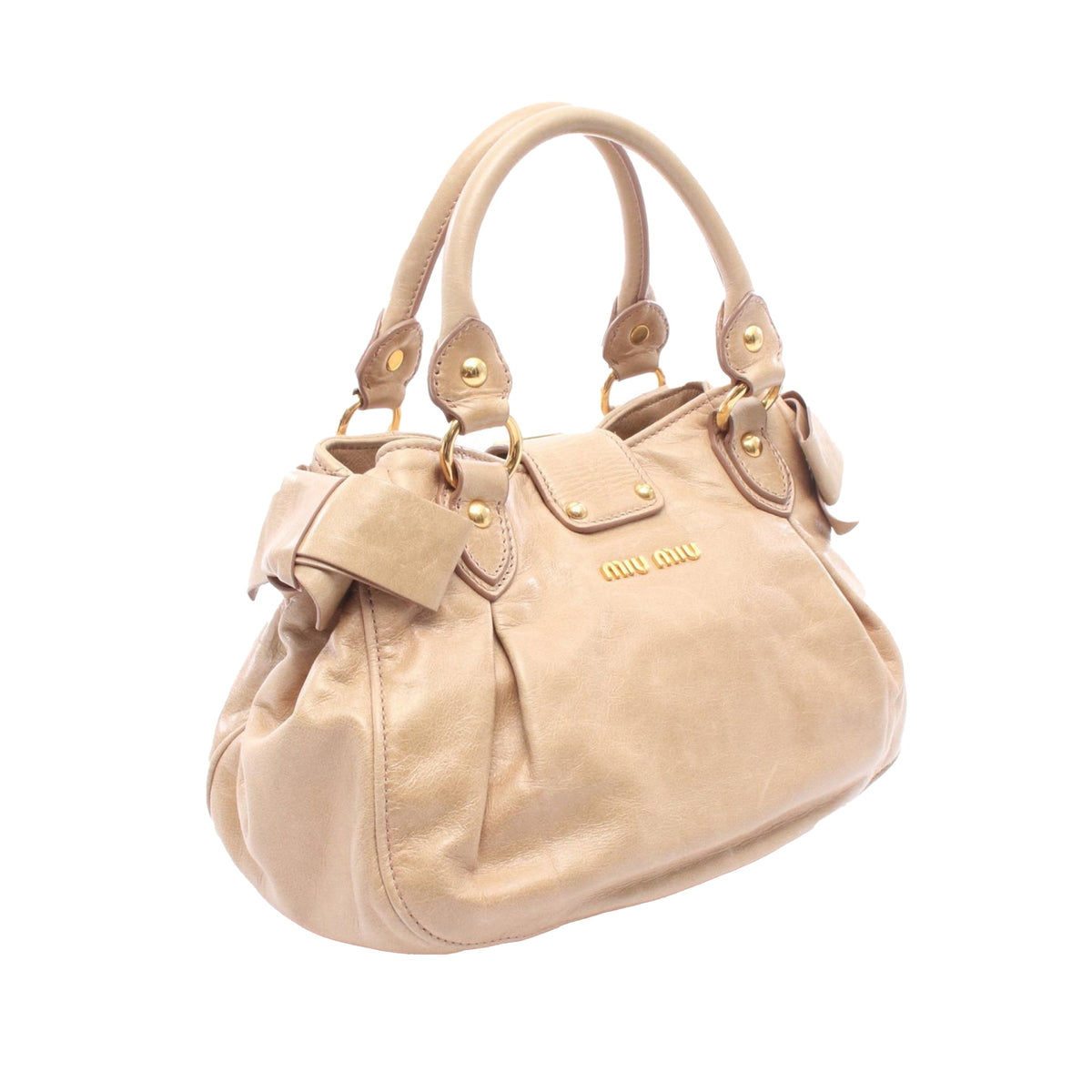 Miu Miu Leather Satchel — Beige