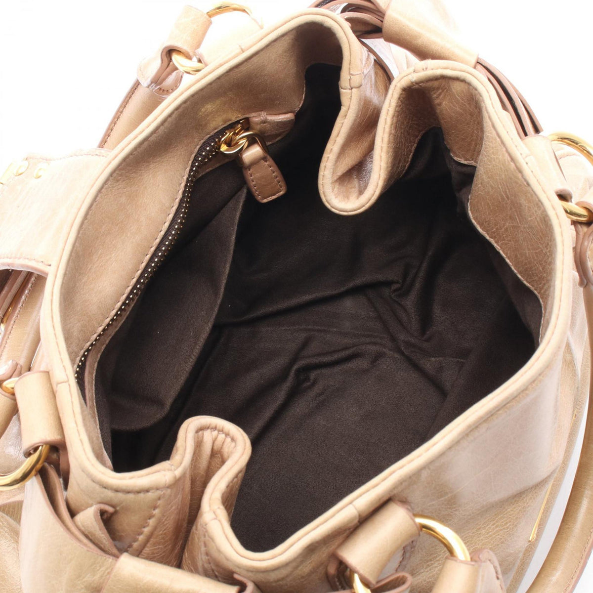 Miu Miu Leather Satchel — Beige