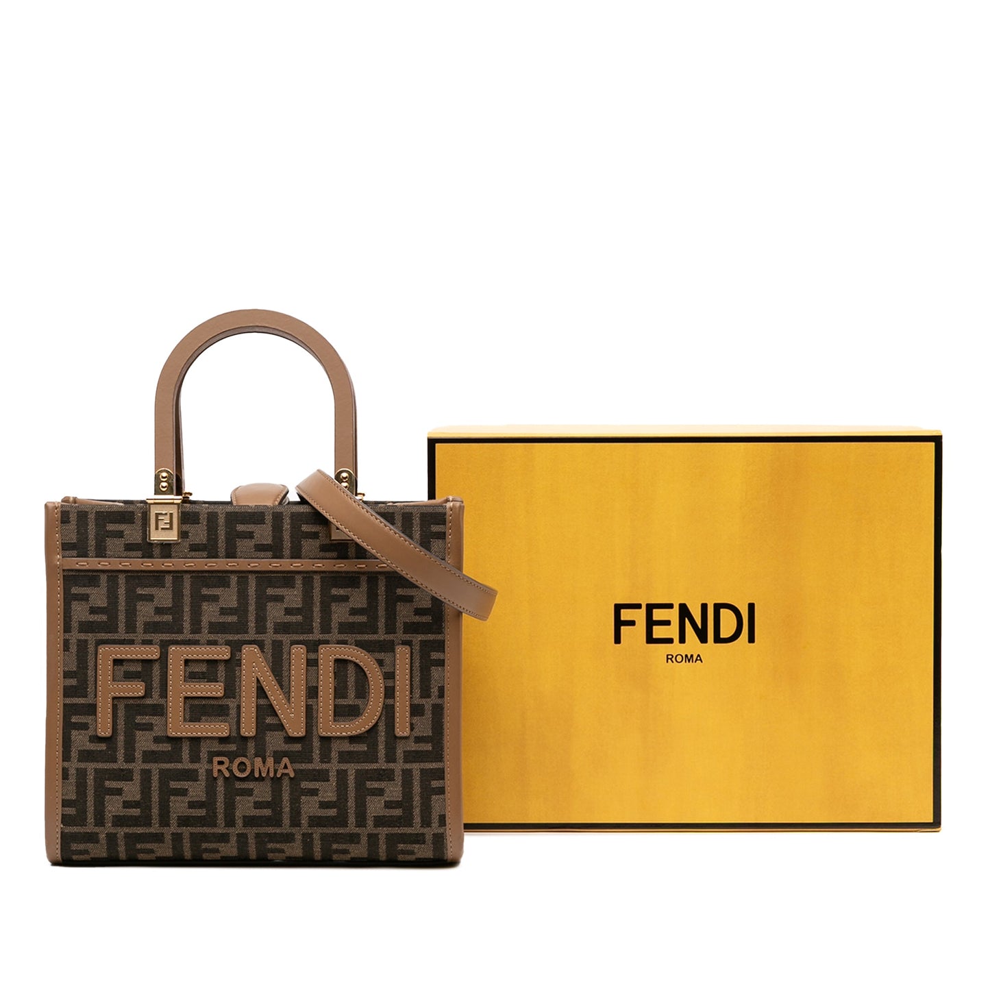 Fendi Small Zucca Canvas Sunshine Shopper Tote