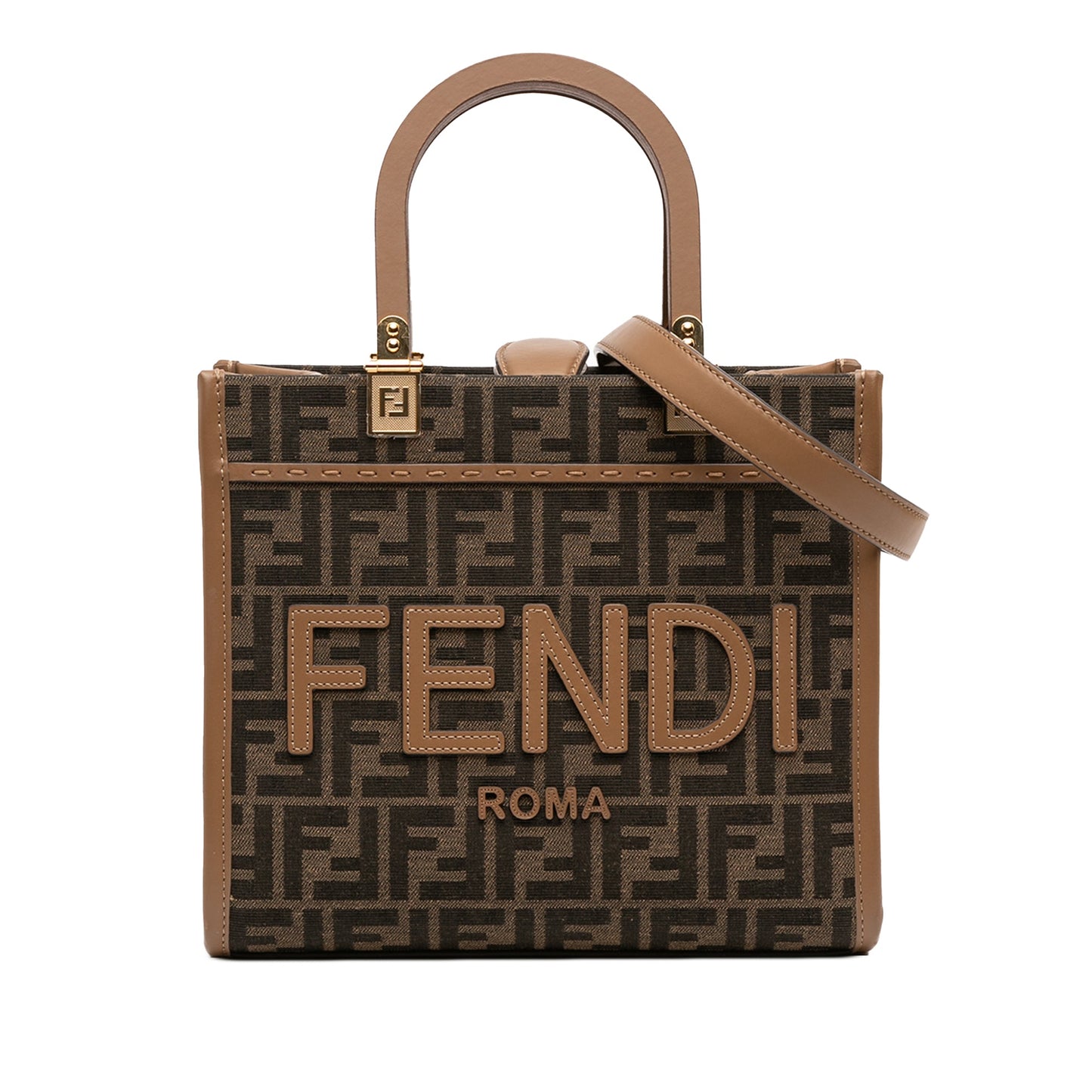 Fendi Small Zucca Canvas Sunshine Shopper Tote