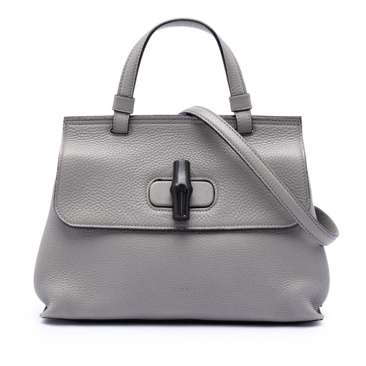 Small Leather Bamboo Daily Satchel