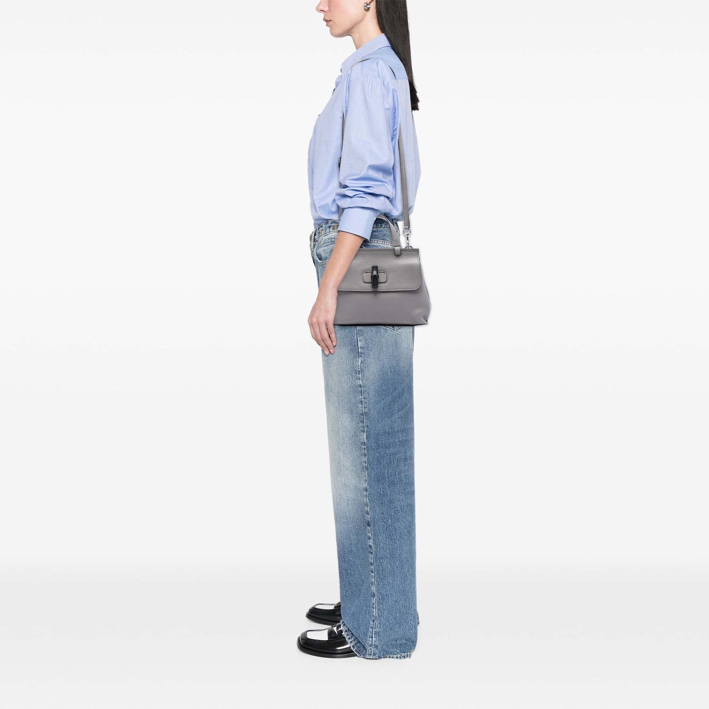 Small Leather Bamboo Daily Satchel
