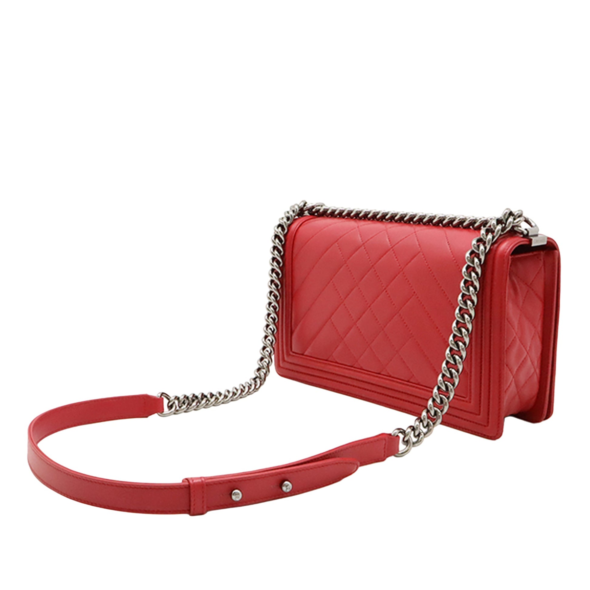 Chanel Medium Chevron and Diamond Quilted Lambskin Boy Flap