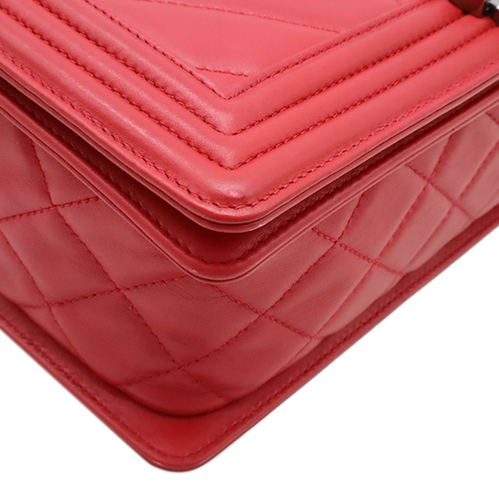 Chanel Medium Chevron and Diamond Quilted Lambskin Boy Flap