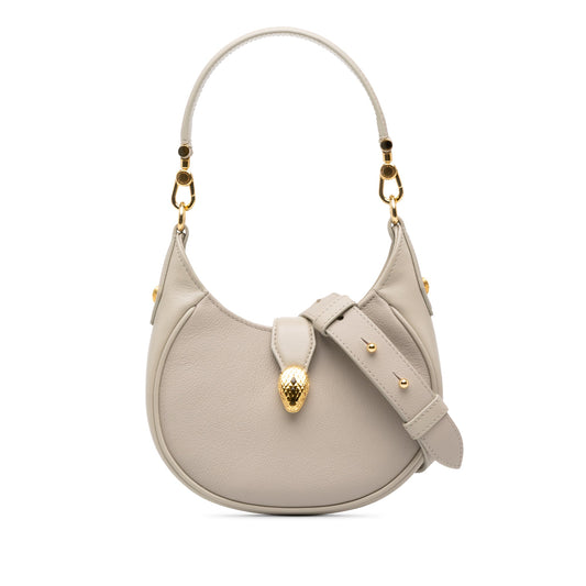Bvlgari Small Leather Serpenti Ellipse Satchel — Gray