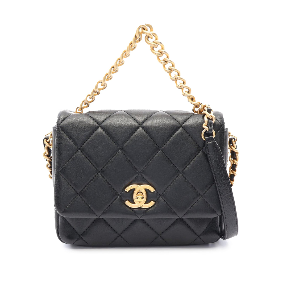 Chanel Small Quilted Lambskin Side Note Flap — Black