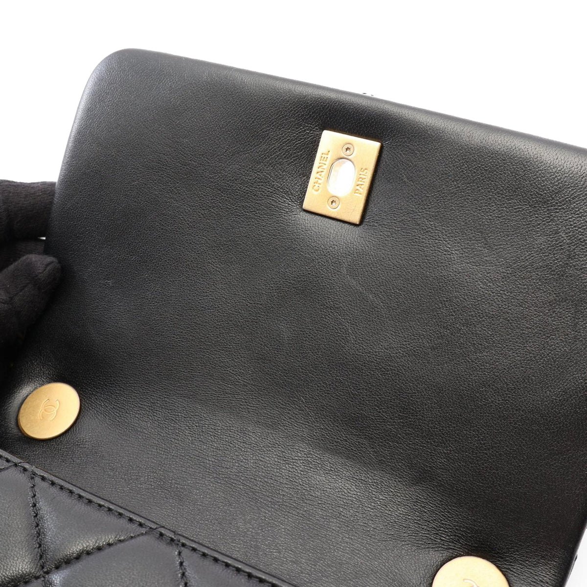 Chanel Small Quilted Lambskin Side Note Flap — Black