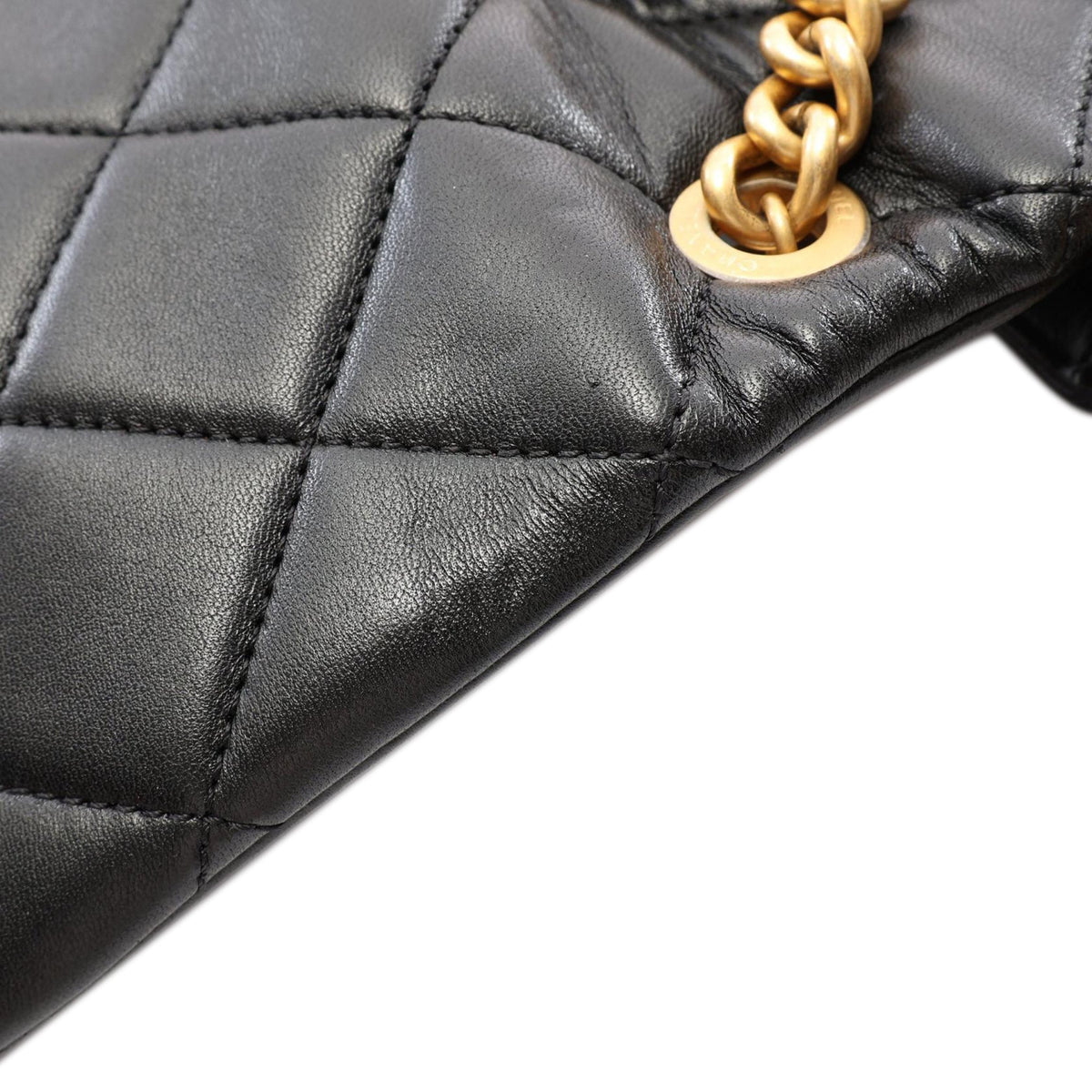 Chanel Small Quilted Lambskin Side Note Flap — Black