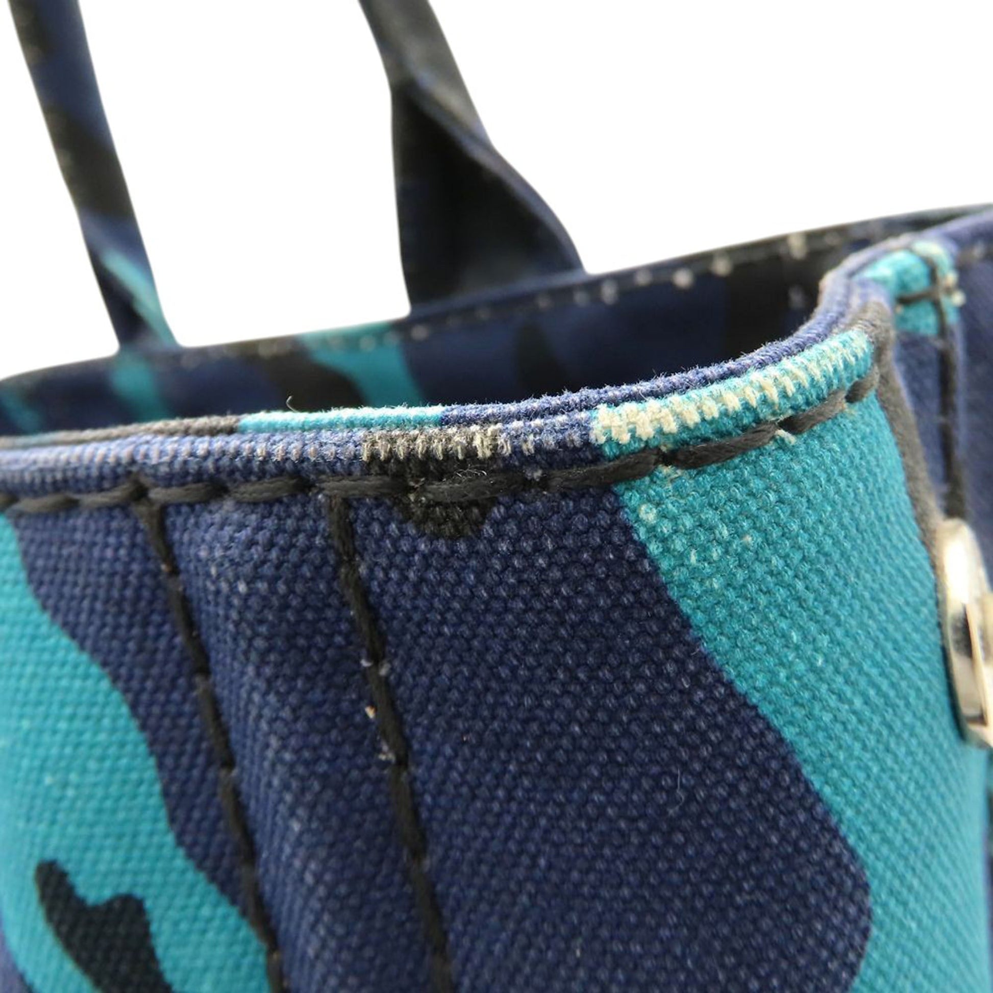 Prada Small Canvas Canapa Logo Camouflage Satchel