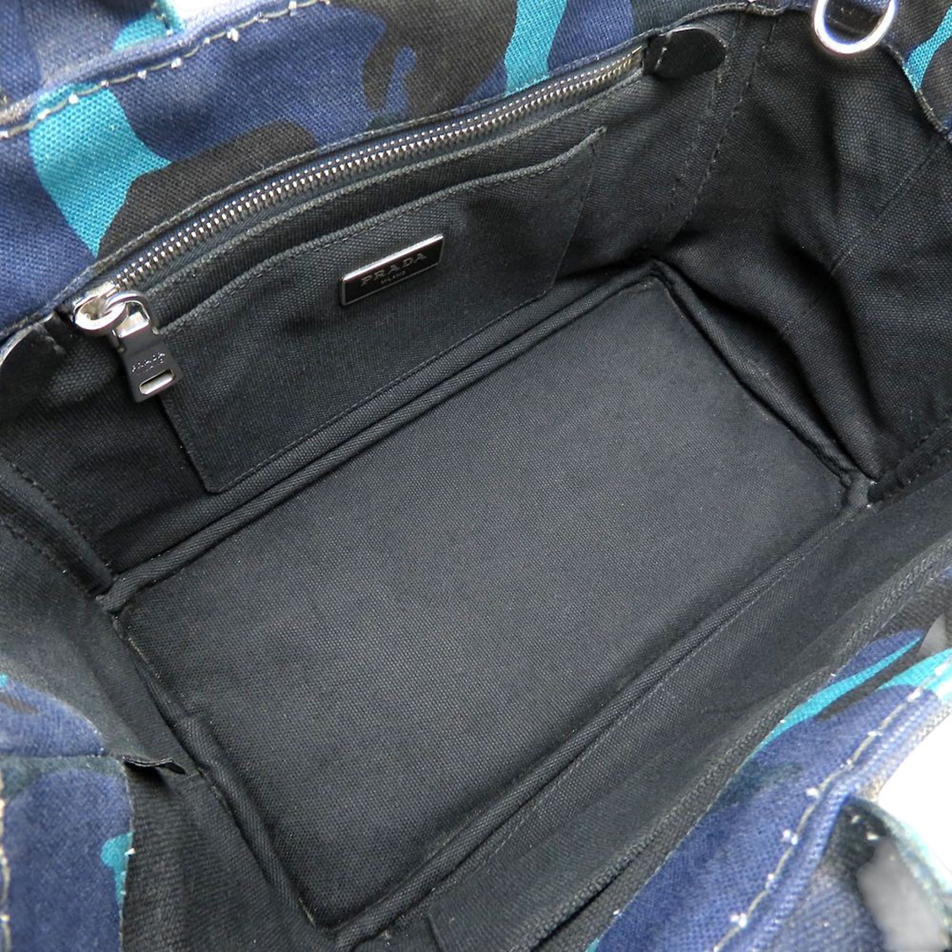 Prada Small Canvas Canapa Logo Camouflage Satchel