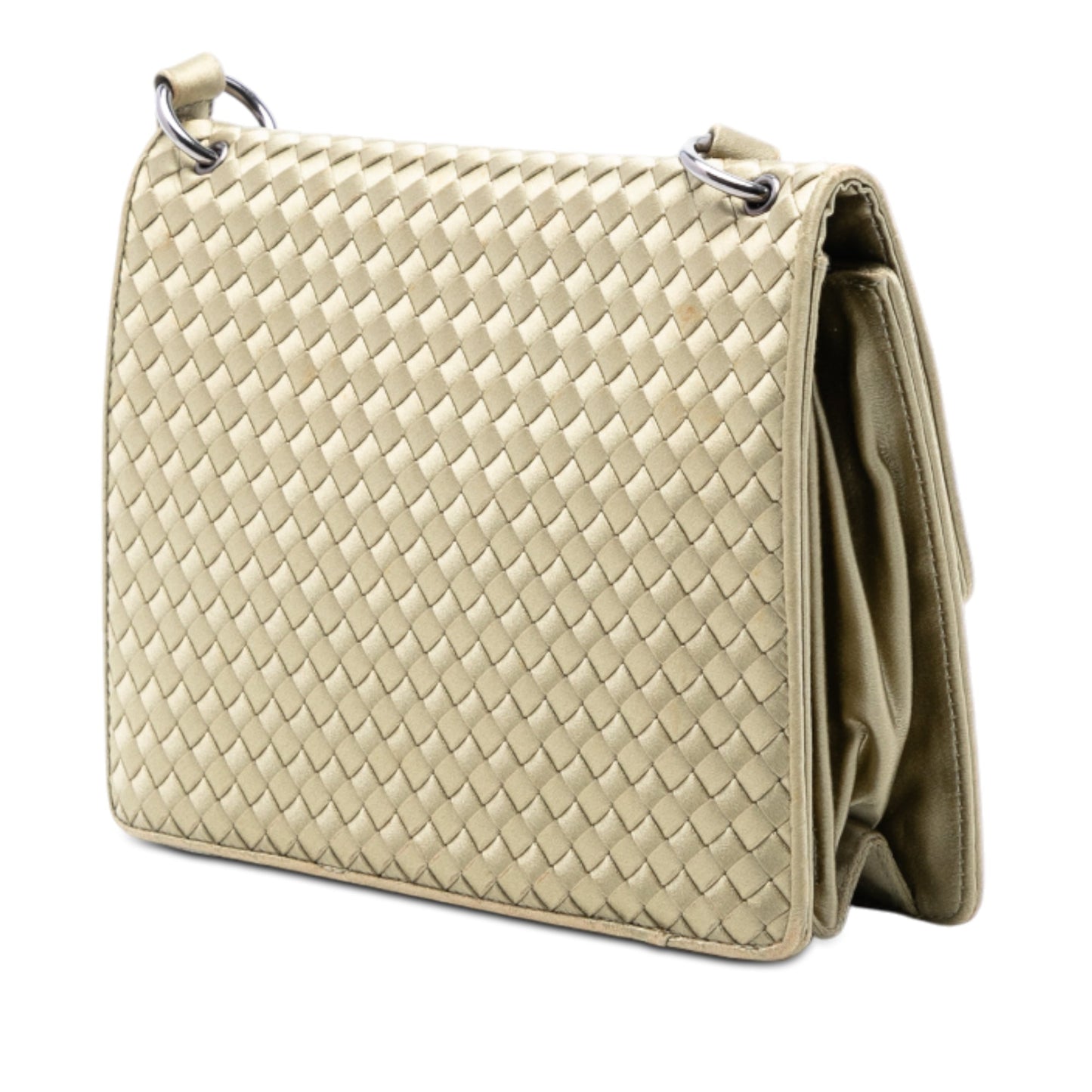 Bottega Veneta Satin Intrecciato Flap Shoulder Bag