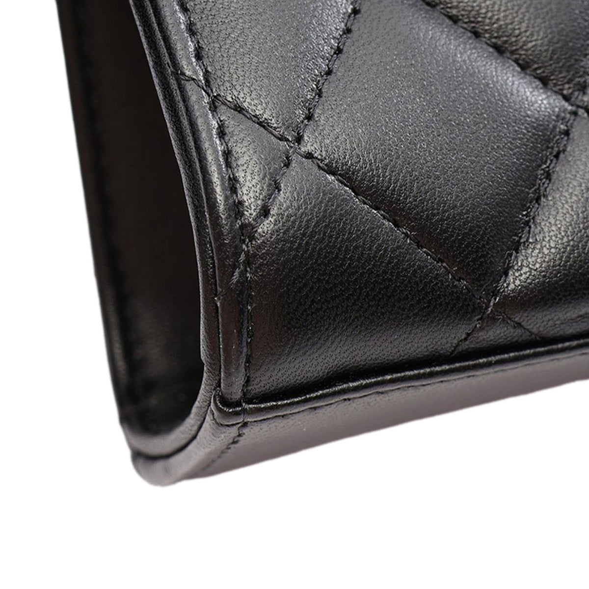 Chanel Mini CC Quilted Lambskin Enamel Top Handle Bag — Black