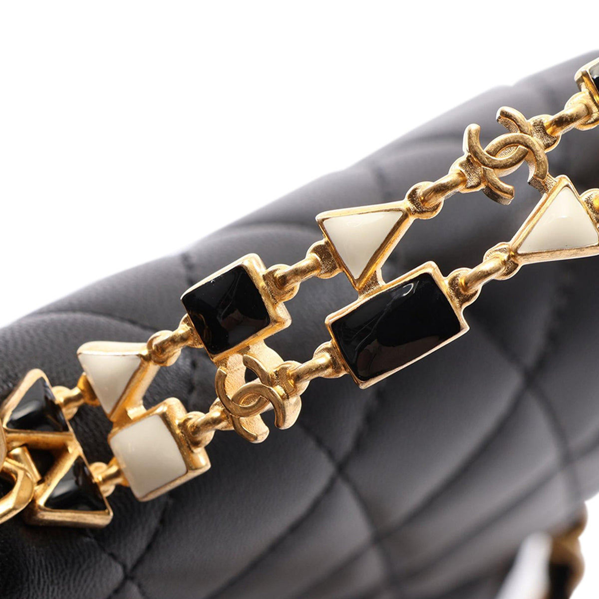 Chanel Mini CC Quilted Lambskin Enamel Top Handle Bag — Black