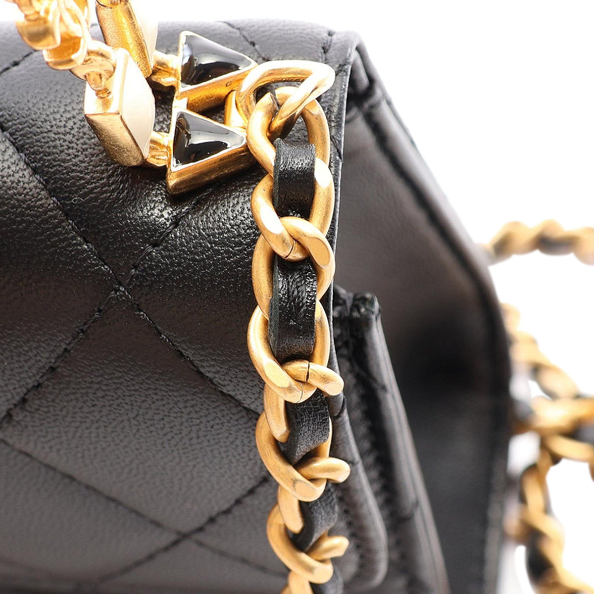Chanel Mini CC Quilted Lambskin Enamel Top Handle Bag — Black