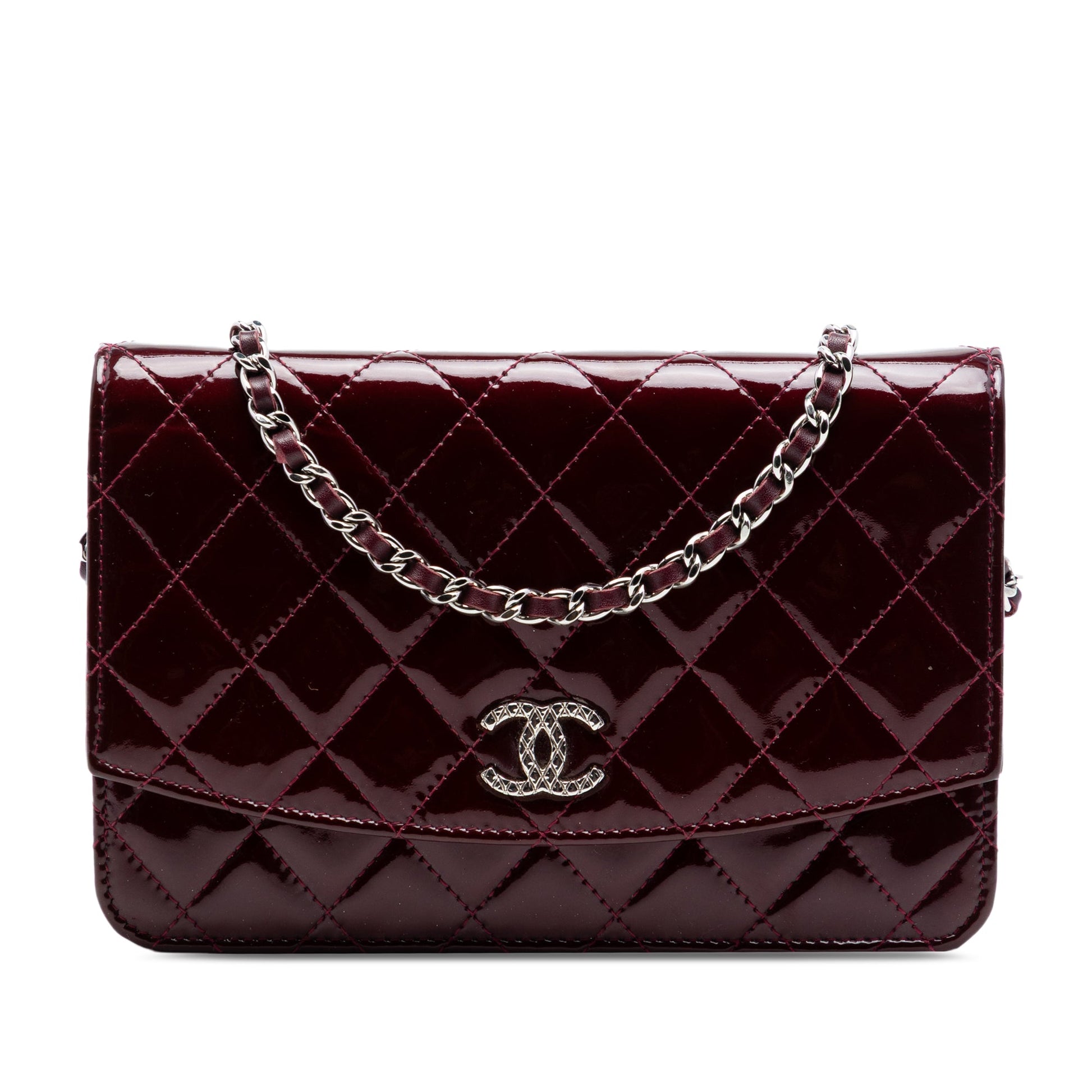 Chanel CC Quilted Patent Brilliant Wallet On Chain