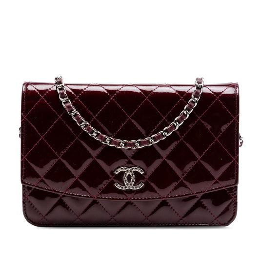 Chanel CC Quilted Patent Brilliant Wallet On Chain