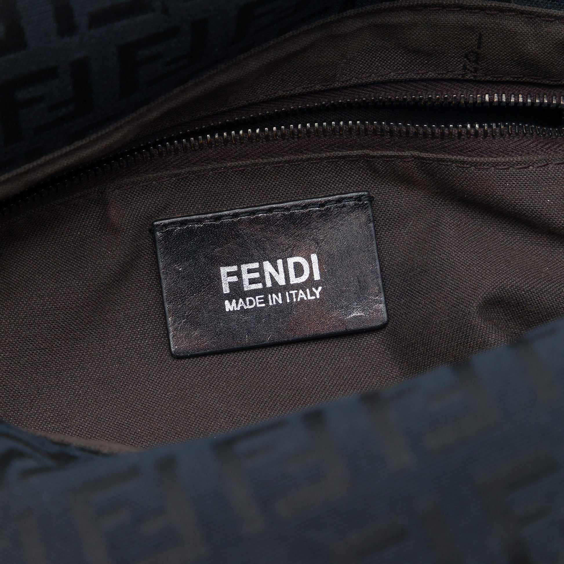 Fendi Zucchino Canvas Double Flap Shoulder Bag
