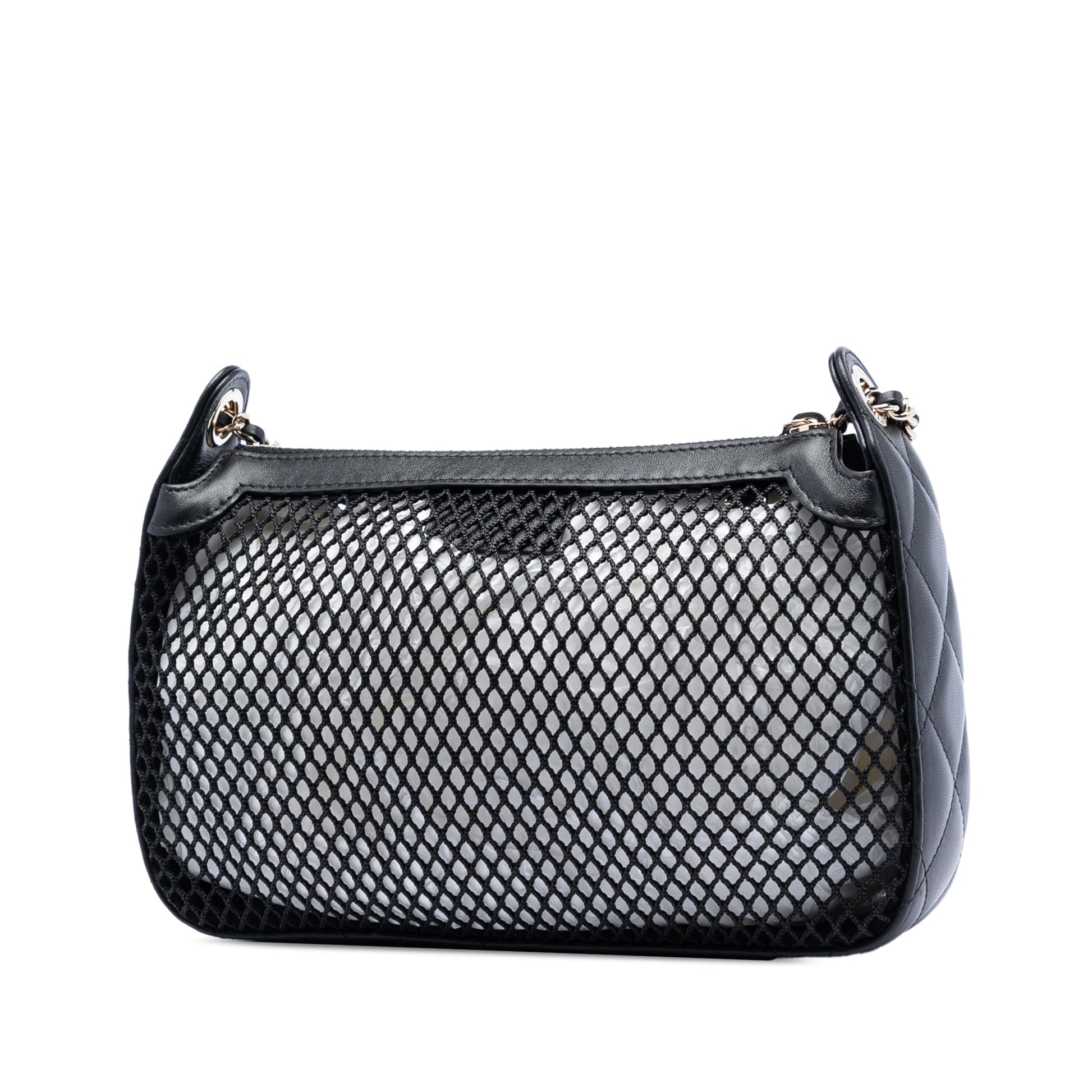 Chanel CC Mesh and Shiny Lambskin Clutch with Chain