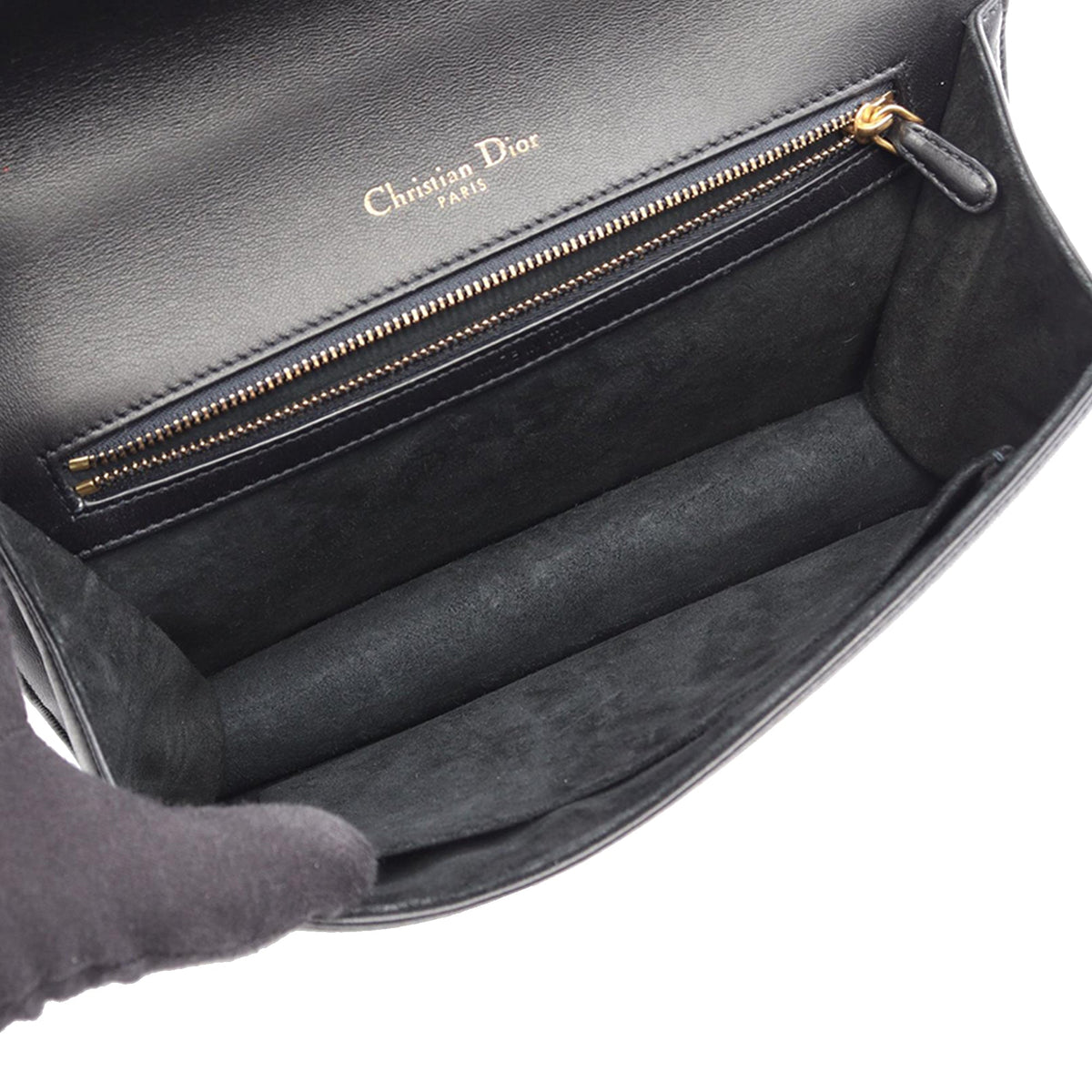Dior Medium Studded Lambskin Diorama Flap — Black