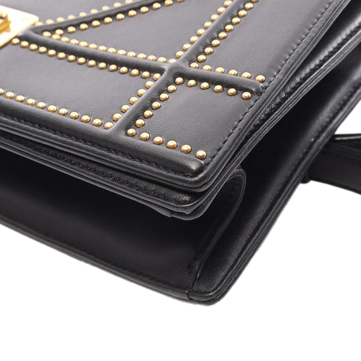Dior Medium Studded Lambskin Diorama Flap — Black
