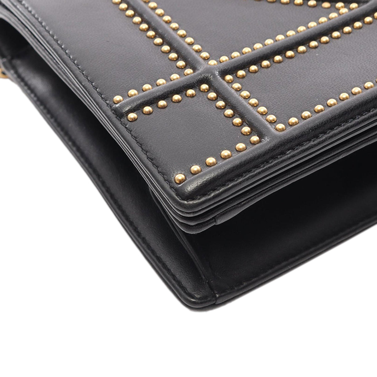 Dior Medium Studded Lambskin Diorama Flap — Black