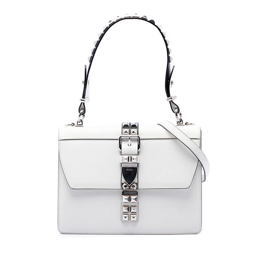 Prada City Calf and Saffiano Studded Elektra Satchel