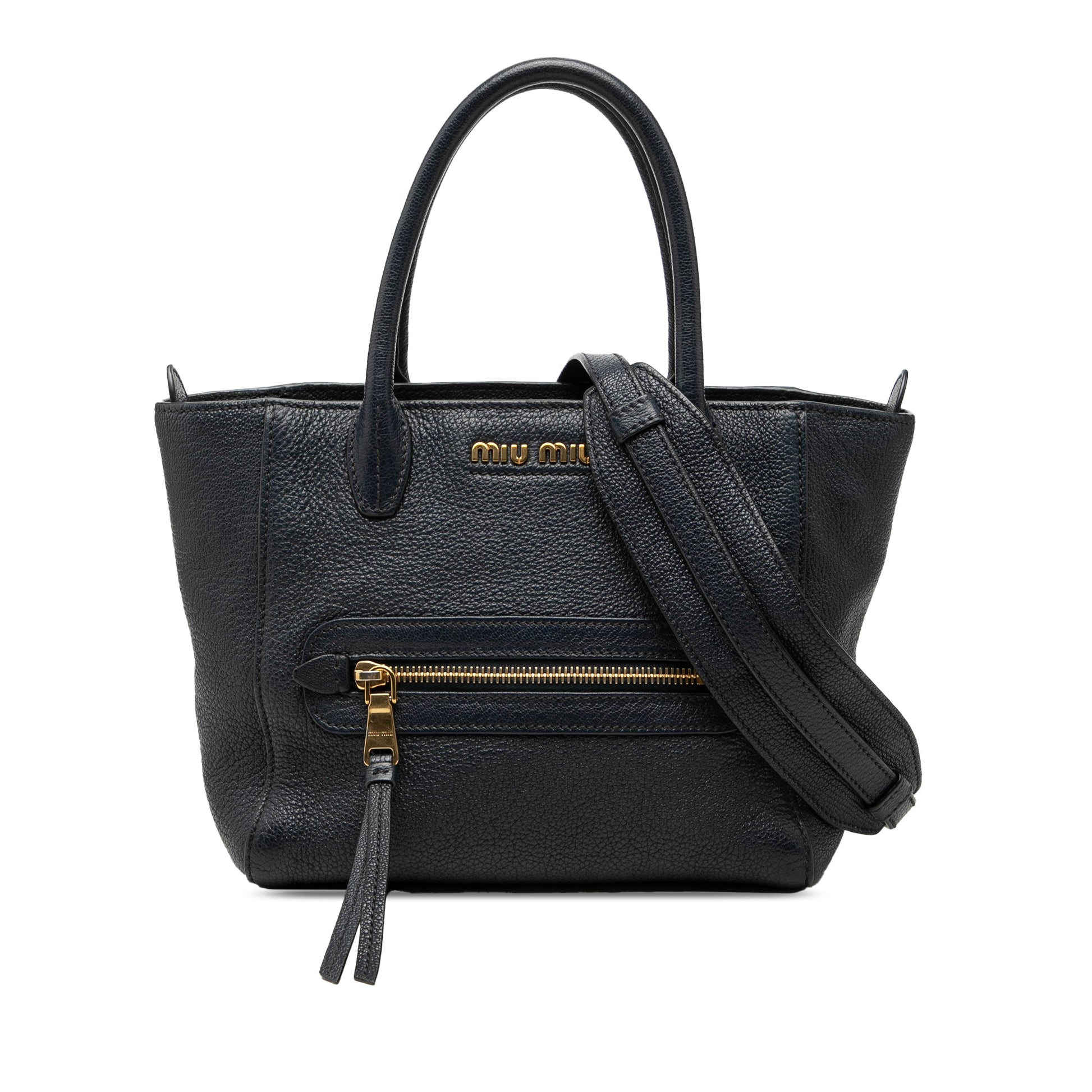 Miu Miu Goatskin Madras Front Pocket Satchel