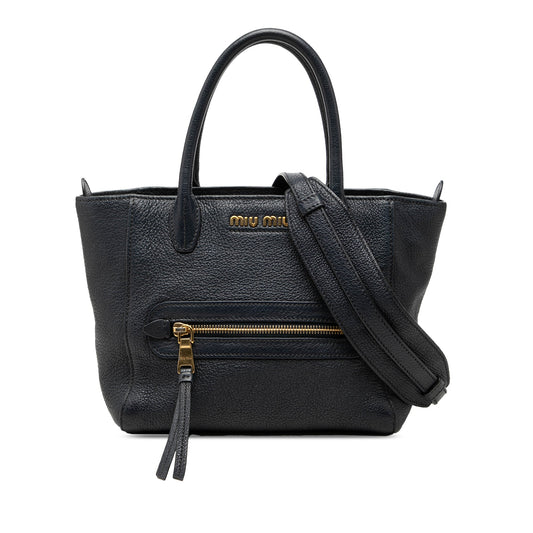 Miu Miu Goatskin Madras Front Pocket Satchel