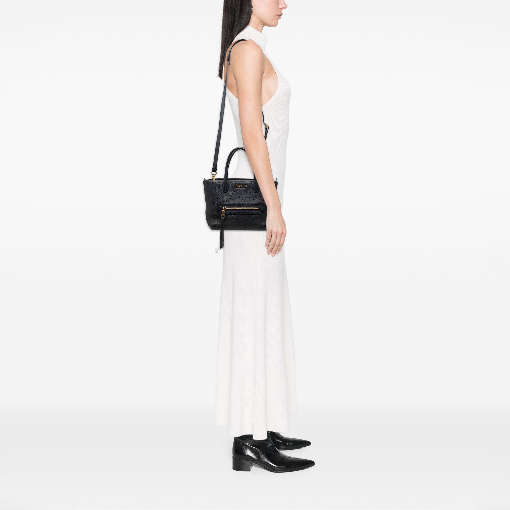 Miu Miu Goatskin Madras Front Pocket Satchel