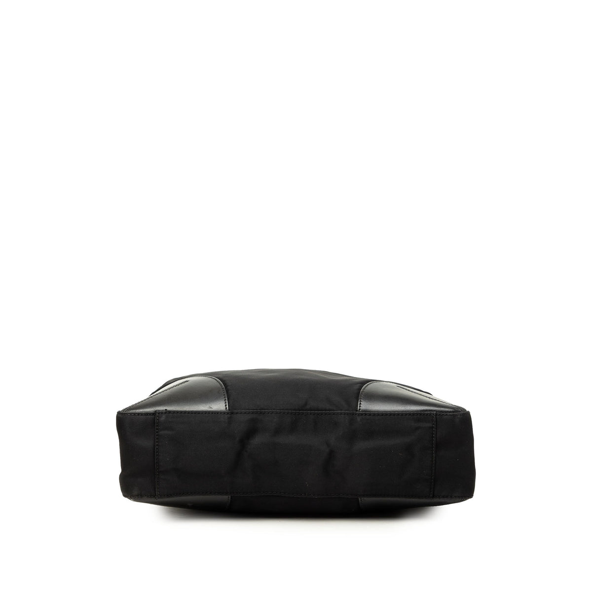 Prada Vitello Trimmed Tessuto Tote — Black