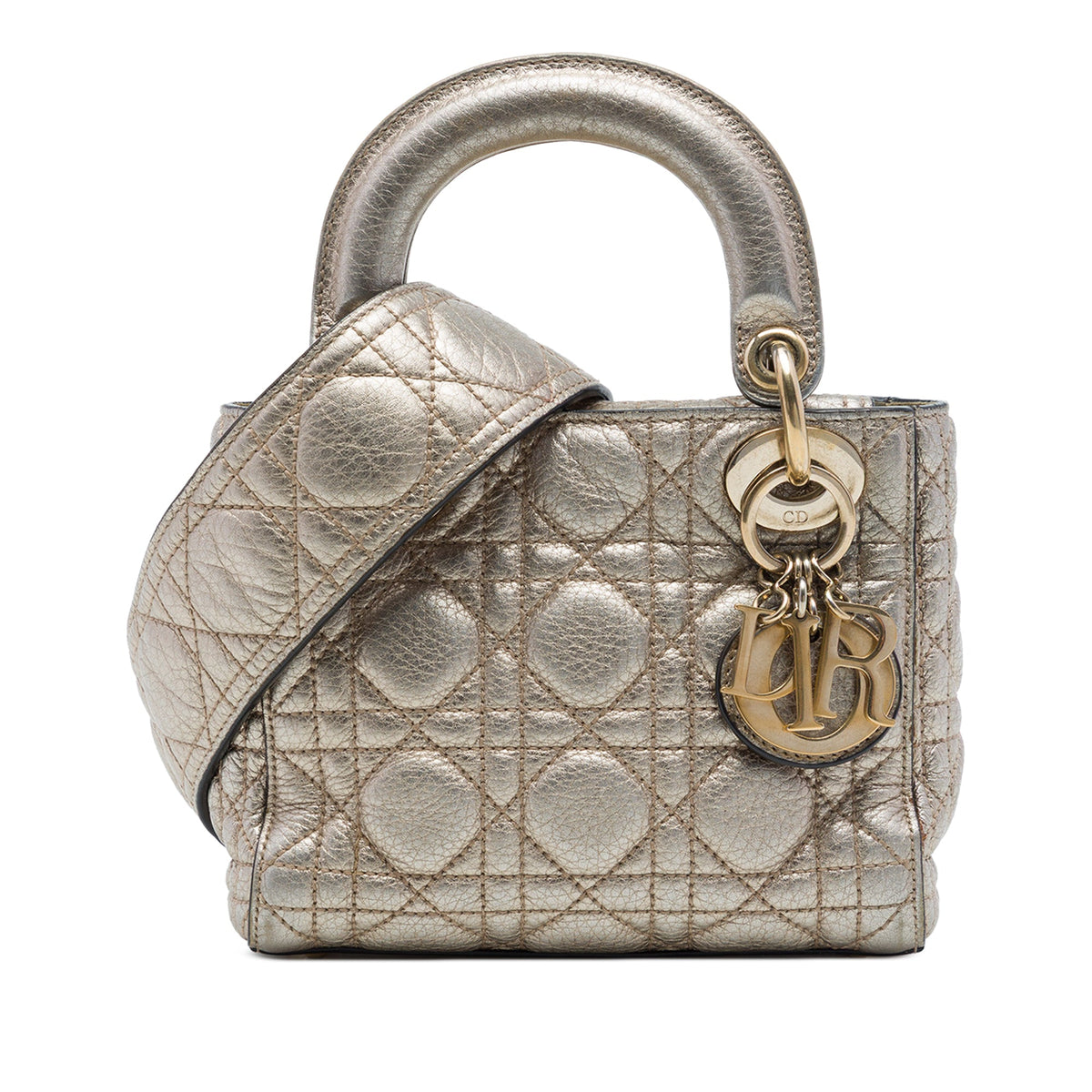 Dior Mini Metallic Calfskin Cannage Supple Lady Dior — Gold
