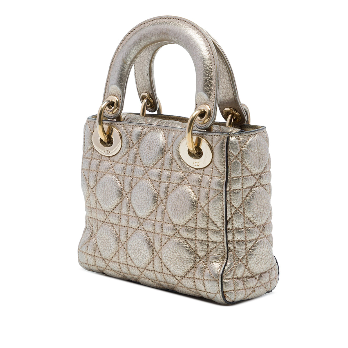 Dior Mini Metallic Calfskin Cannage Supple Lady Dior — Gold