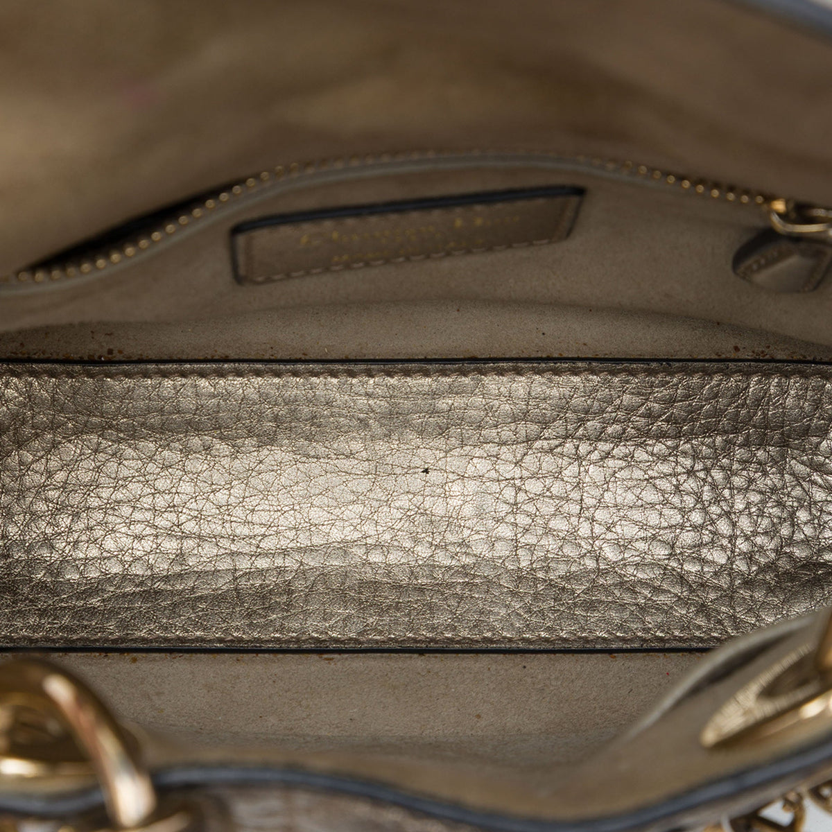 Dior Mini Metallic Calfskin Cannage Supple Lady Dior — Gold