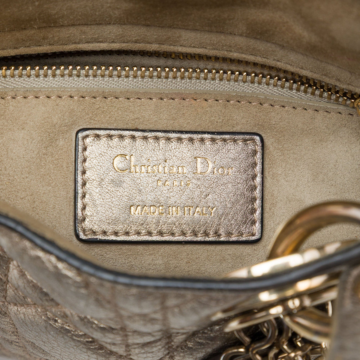 Dior Mini Metallic Calfskin Cannage Supple Lady Dior — Gold