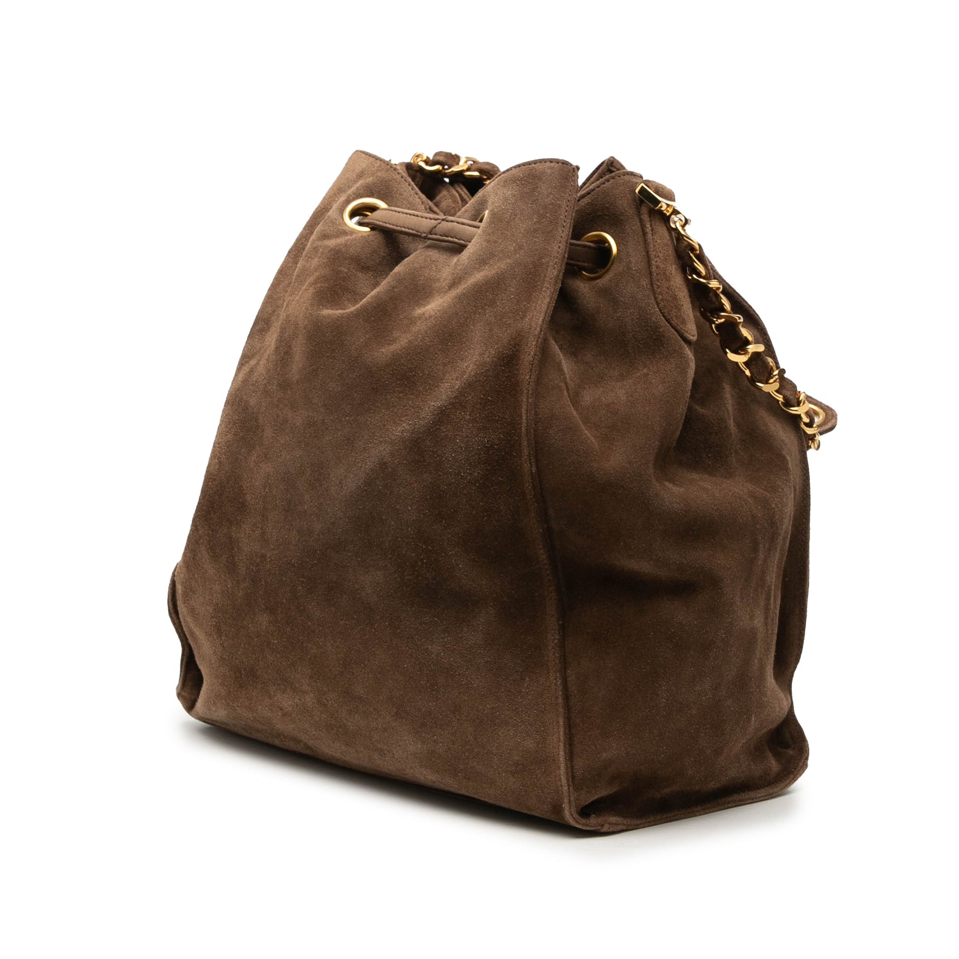 Chanel CC Suede Bucket Bag