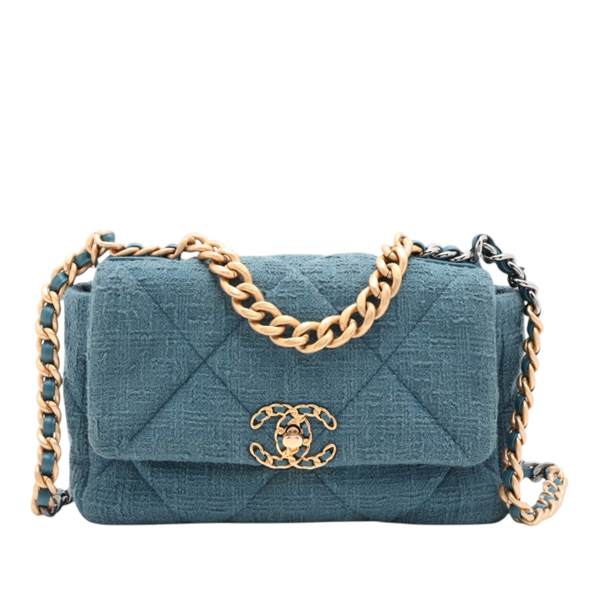 Chanel Medium Tweed 19 Flap — Blue