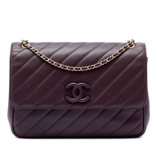 Chanel Diagonal Quilted Lambskin CC Signature Flap