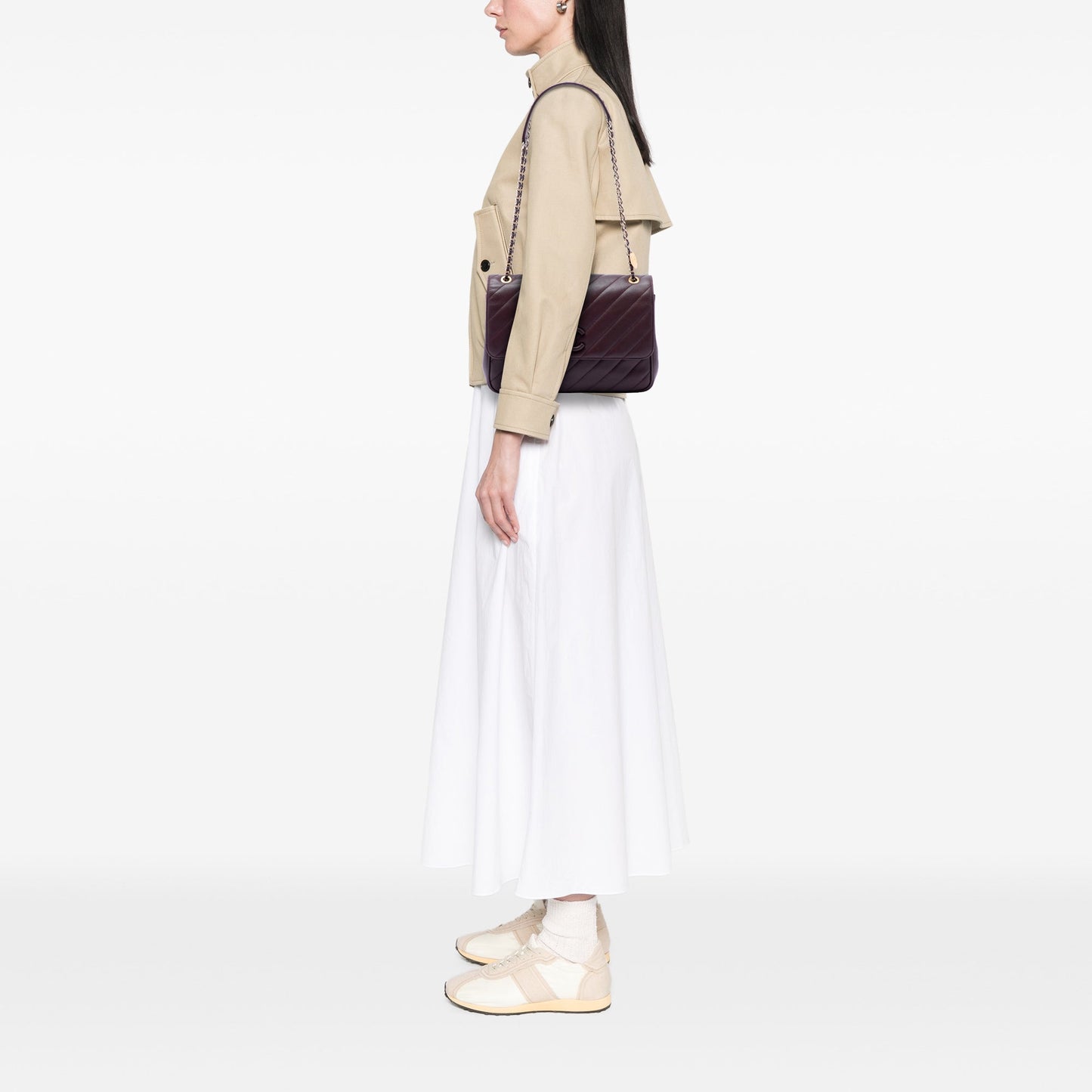 Chanel Diagonal Quilted Lambskin CC Signature Flap