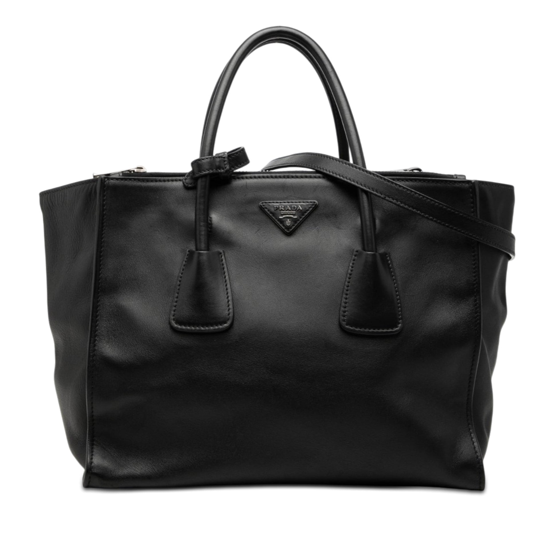 Prada Glace Calf Twin Pocket Double Handle Satchel