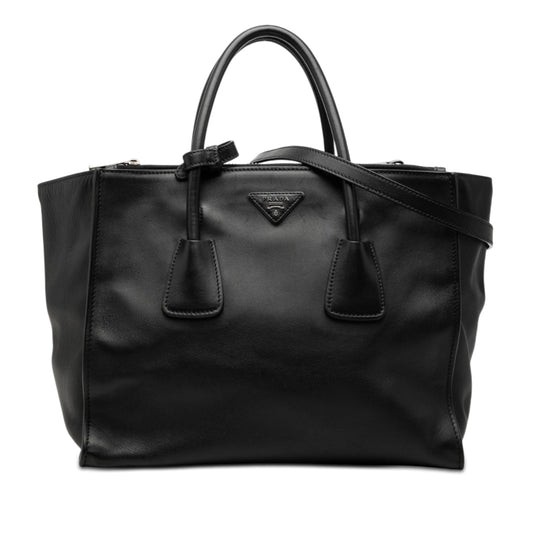 Prada Glace Calf Twin Pocket Double Handle Satchel