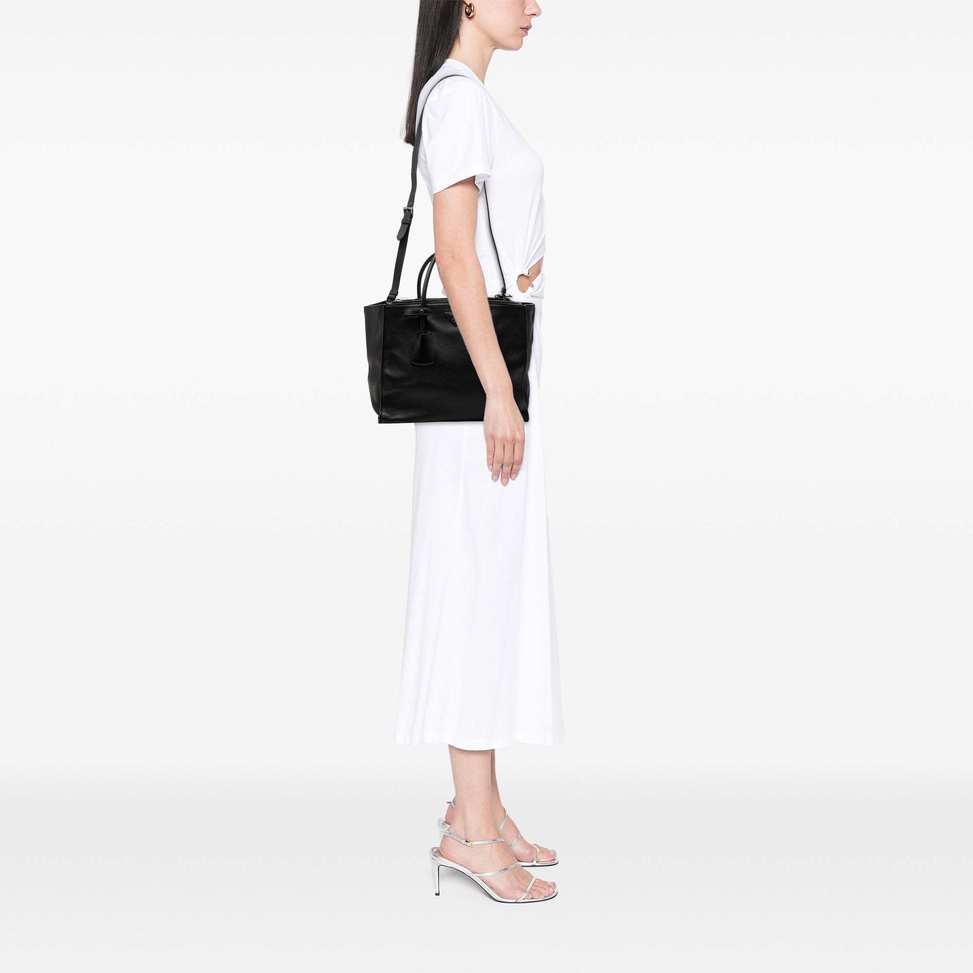 Prada Glace Calf Twin Pocket Double Handle Satchel