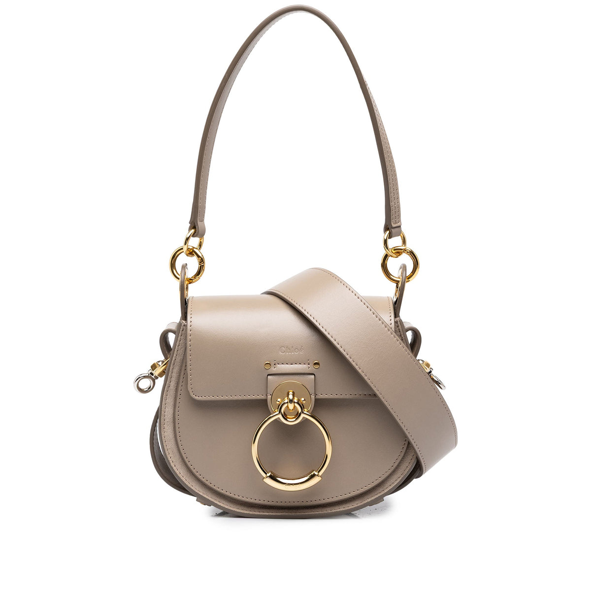 Chloé Small Leather Tess Satchel — Brown