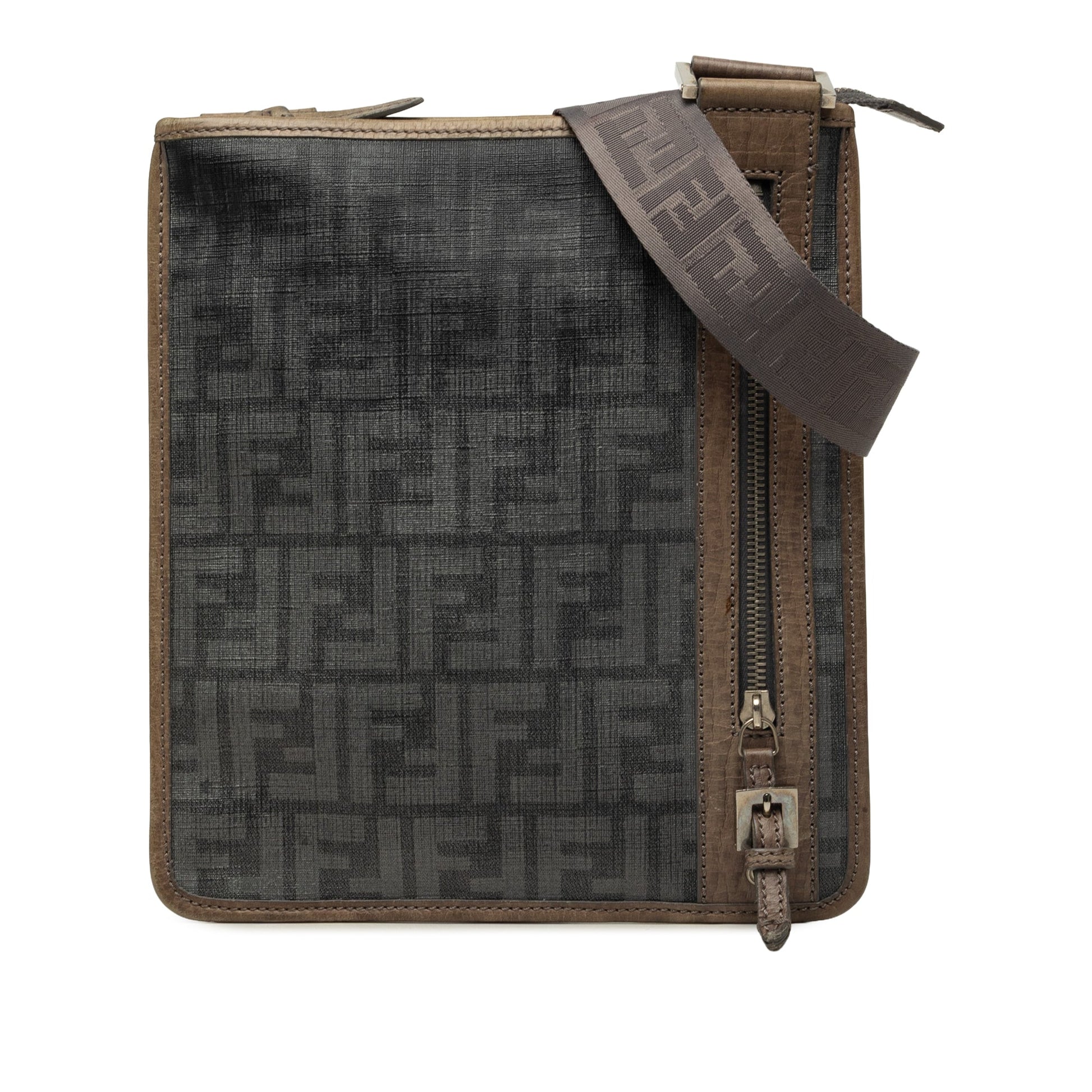 Fendi Zucca Spalmati Flat Messenger Bag