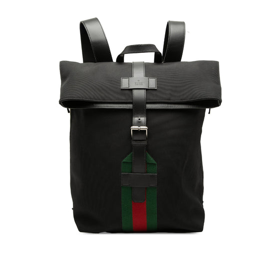 Gucci Canvas Techno Web Fold Over Backpack