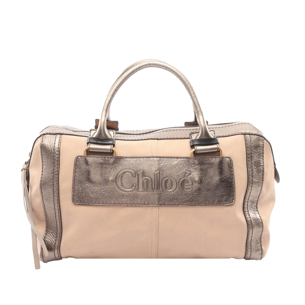 Chloé Canvas Metallic Logo Boston Bag